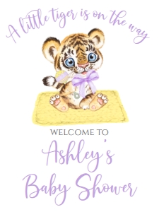 Baby Shower Mascot Tiger Yellow Welcome Sign 18x24: Baby Shower Mascot Tiger yellow