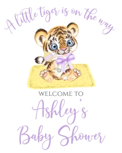 Baby Shower Mascot Tiger Yellow Welcome Sign: Baby Shower Mascot Tiger yellow