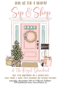 Pink Christmas Door Sip n Shop Invitation: Pink Christmas Door Sip n Shop Invitation