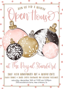 Christmas Multi Pink Ornament Open House Invitation: Christmas Multi Pink Ornament Open House Invitation