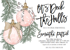Christmas Bridal Shower Ornament Deck the Halls Pink: Christmas Bridal Shower Ornament Deck the Halls Pink