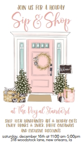 Pink Christmas Door Sip n Shop Invitation Text Invite: Pink Christmas Door Sip n Shop Invitation
