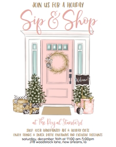 Pink Christmas Door Sip n Shop Invitation 11x14: Pink Christmas Door Sip n Shop Invitation