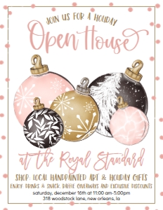 Christmas Multi Pink Ornament Open House Flyer: Christmas Multi Pink Ornament Open House Invitation
