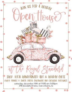 Christmas Open House Pink Car Gifts Poster: Christmas Open House Pink Car Gifts