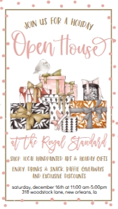 Christmas Open House Pink Gift Stack Text Invite: Christmas Open House Pink Gift Stack