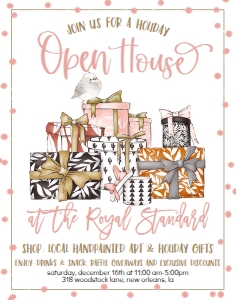 Christmas Open House Pink Gift Stack Poster: Christmas Open House Pink Gift Stack
