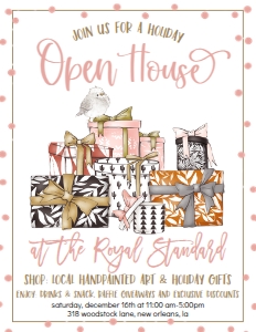 Christmas Open House Pink Gift Stack Flyer: Christmas Open House Pink Gift Stack