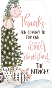 Christmas Winter Wonderland Pink Holiday Party Favor Tag: Christmas Winter Wonderland Pink Holiday Party Invite