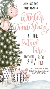 Christmas Winter Wonderland Pink Holiday Party Text Invite: Christmas Winter Wonderland Pink Holiday Party Invite