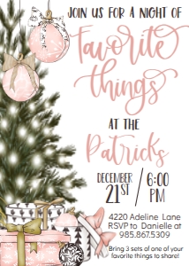 Christmas Pink Holiday Favorite Things Party Invite: Christmas Pink Holiday Favorite Things Party Invite