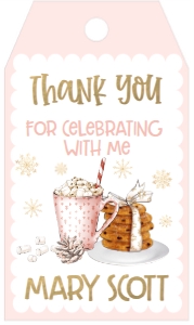 Christmas Birthday Cookies Cocoa Pink Favor Tag: Christmas Birthday Cookies Cocoa Pink