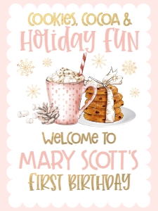 Christmas Birthday Cookies Cocoa Pink Welcome Sign: Christmas Birthday Cookies Cocoa Pink