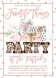 Christmas Party Pink Favorite Things Marquee Invitation: Christmas Party Pink Favorite Things Marquee Invitation