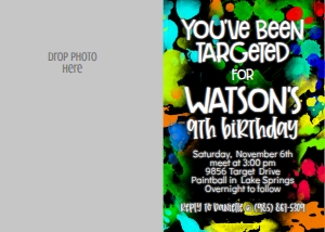 Paint Ball Photo Invite: Paint Ball Invitation 5x7