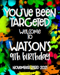 Paint Ball Welcome Sign: Paint Ball Invitation 5x7