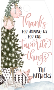 Christmas Pink Holiday Favorite Things Party Favor Tag: Christmas Pink Holiday Favorite Things Party Invite