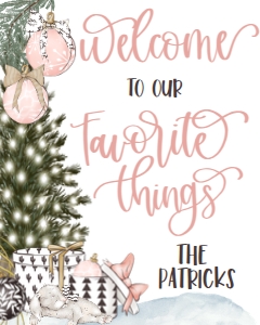 Christmas Pink Holiday Favorite Things Party Welcome Sign: Christmas Pink Holiday Favorite Things Party Invite