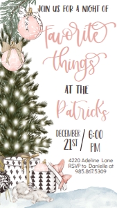 Christmas Pink Holiday Favorite Things Party Text Invite: Christmas Pink Holiday Favorite Things Party Invite