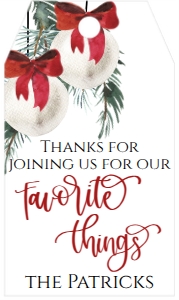 Christmas Red Ornament Favorite Things Favor Tag: Christmas Red Ornament Favorite Things