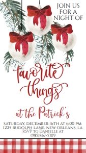 Christmas Red Ornament Favorite Things Text Invite: Christmas Red Ornament Favorite Things