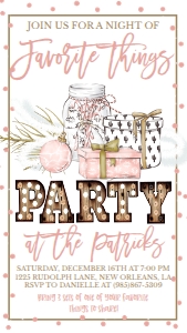 Christmas Party Pink Favorite Things Marquee Text Invite: Christmas Party Pink Favorite Things Marquee Invitation