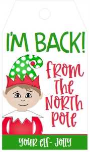 Christmas Elf I'm Back Favor Tag Boy: Christmas Elf I'm Back Favor Tag Boy
