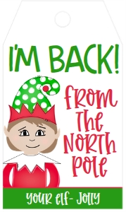 Christmas Elf I'm Back Favor Tag Girl: Christmas Elf I'm Back Favor Tag Girl