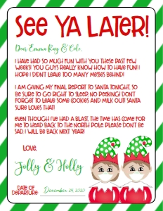 Christmas Elf Goodbye Elfx2 Quarantine GBGM1: Christmas Elf Welcome Letter Elfx2 Quarantine GBM1BS