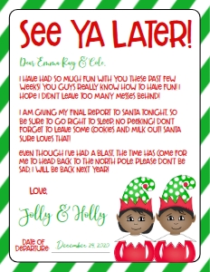 Christmas Elf Goodbye Elfx2 Green: Christmas Elf Welcome Letter Elfx2 GreenBoys