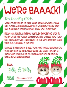 Christmas Elf Welcome Letter Elfx2 Quarantine GBM1BS: Christmas Elf Welcome Letter Elfx2 Quarantine GBM1BS