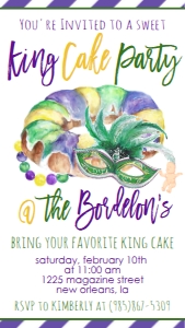 Mardi Gras King Cake Party Text Invite: Mardi Gras King Cake Party