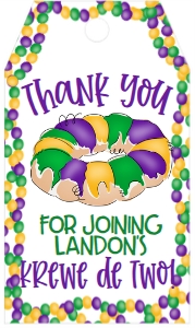 Mardi Gras Birthday Krewe de Two Favor Tag: Mardi Gras Birthday Krewe de Two
