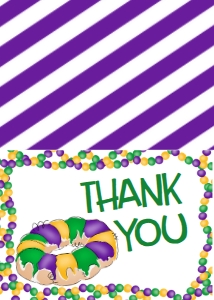 Mardi Gras Birthday Krewe de Two Thank You: Mardi Gras Birthday Krewe de Two