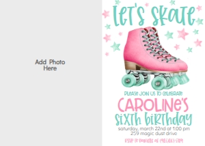 Birthday Skate Party LS1 Photo Invite: Birthday Skate Party LS1