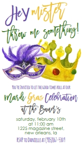 Mardi Gras Throw me Something Text Invite: Mardi Gras Throw me Something Invite