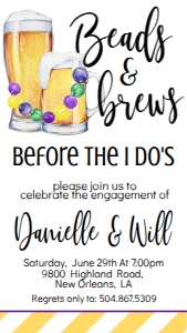 Mardi Gras Engagement Beads Brews Text Invite: Mardi Gras Engagement Beads Brews