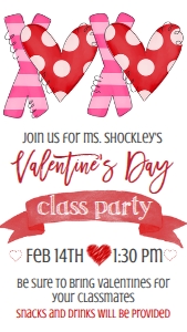 Valentines Day Class Party 2 Text Invite: Valentines Day Class Party 2
