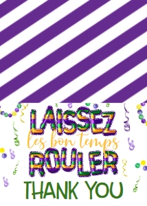 Mardi Gras Laissez Foil Balloon Birthday Thank You: Mardi Gras Laissez Foil Balloon Birthday Invite