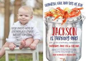 Crawfish Boil Pot Kid Birthday Cake Photo Invite: Crawfish Boil Pot Kid Birthday Cake