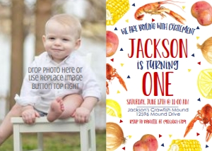 Birthday Crawfish Kids Photo Invite: Birthday Crawfish Kids