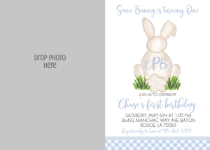Birthday Easter Bunny Monogram Blue EBP2 Photo Invite: Birthday Easter Bunny Monogram Blue