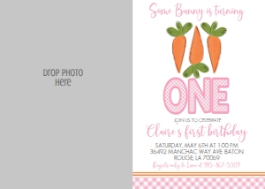 Birthday Easter Carrots Pink Photo Invite: Birthday Easter Carrots Pink