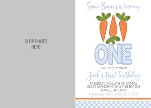 Birthday Easter Carrots Blue Photo Invite: Birthday Easter Carrots Blue