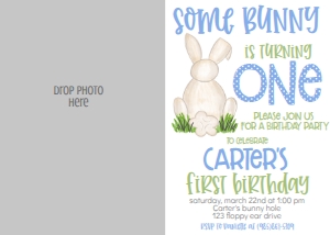 Birthday Bunny Blue BB2 Photo Invite: Birthday Bunny Blue BB2