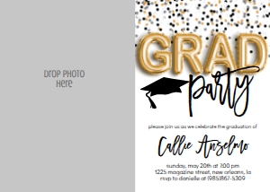Graduation Party Foil Balloon GRAD Party Confetti Photo Invite: Graduation Party Foil Balloon GRAD Party Confetti