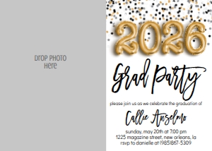 Graduation Party Foil Balloon 2026 Grad Party Confetti Photo Invite: Graduation Party Foil Balloon 2019 Grad Party Confetti