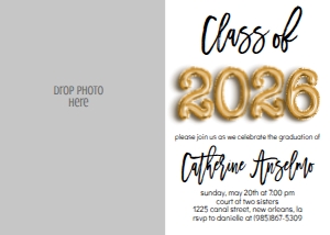 Graduation Party Foil Balloon Class of 2026 Photo Invite: Graduation Party Foil Balloon Class of 2021
