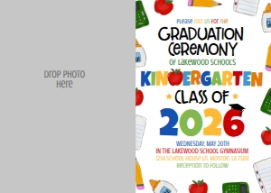 Graduation Kindergarten Supply Border Photo Invite 2026: Graduation Kindergarten Supply Border