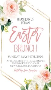 Easter Brunch Pink Floral Geo Text Invite: Easter Brunch Pink Floral Geo